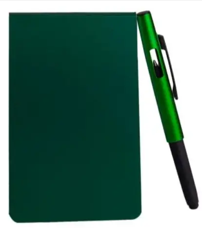 Bloco para Anotações Verde 100 Folhas com Caneta Personalizada Mod.3