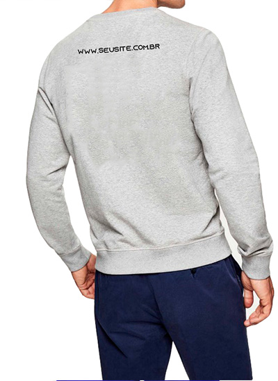Blusa de moletom Clássica sem capuz personalizada com a sua marca bordada no peito - kit 10 pçs