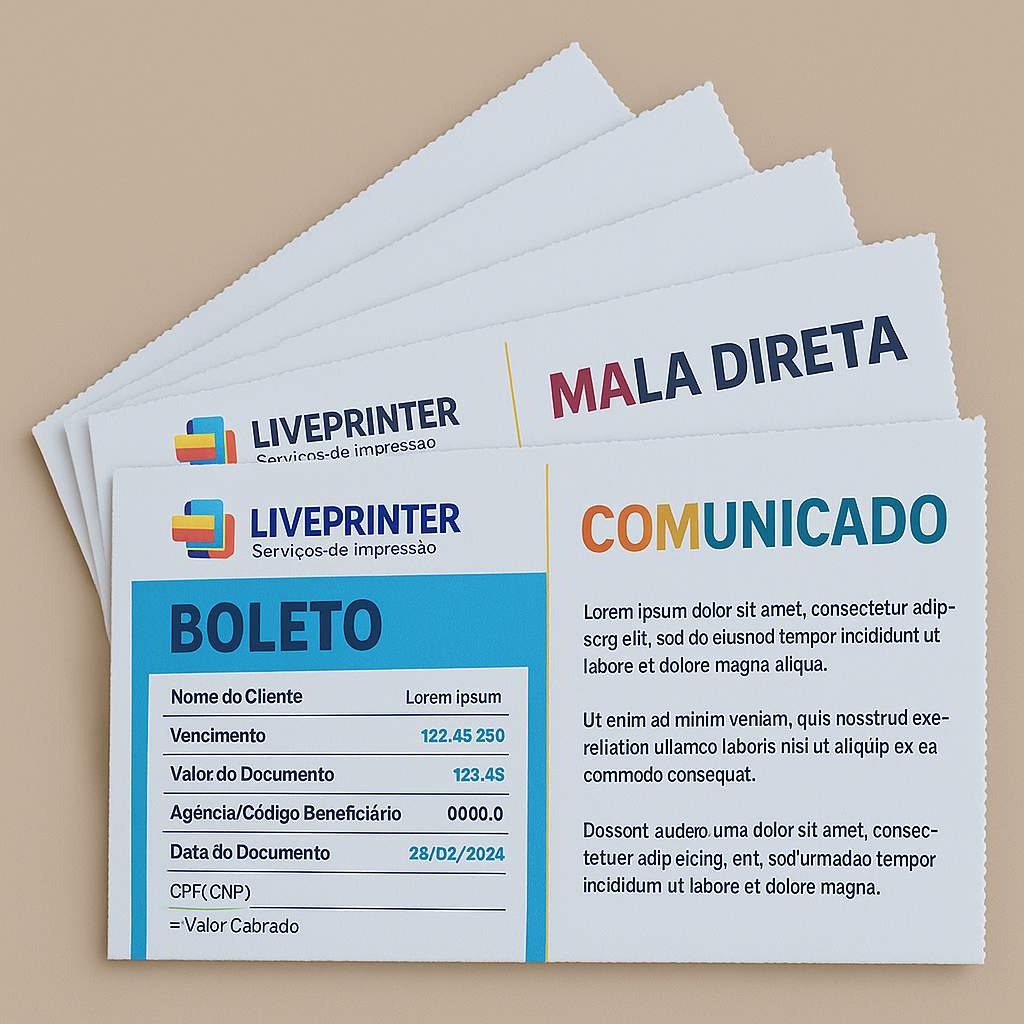 Boleto Comunicado e Mala Direta Colorido Jato de Tinta