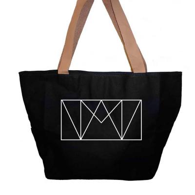 Bolsa de Lona Com Alca de Couro e Bolso