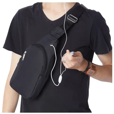 Bolsa de ombro em nylon com 2 compartimentos e bolso interno