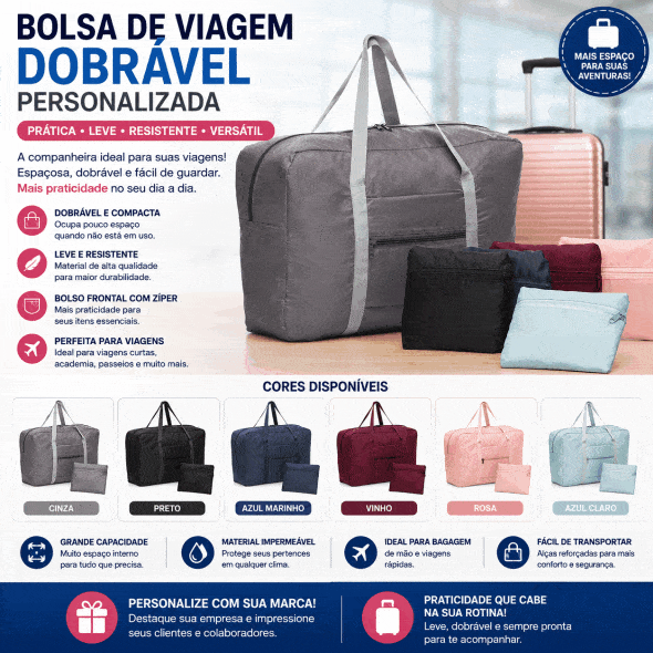 Bolsa de Viagem Dobrável Personalizada - BrindeCEF