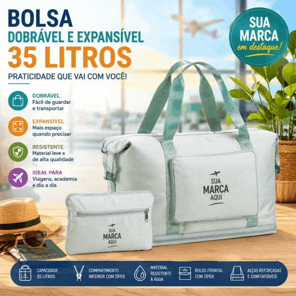 Bolsa dobrável e expansível 35 litros Personalizada