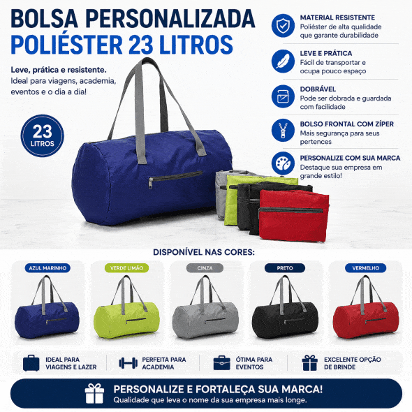 Bolsa Personalizada Poliéster 23 litros para brindes