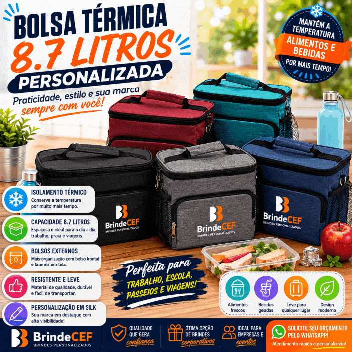 Bolsa Personalizada Térmica  8.7Lt para Brindes