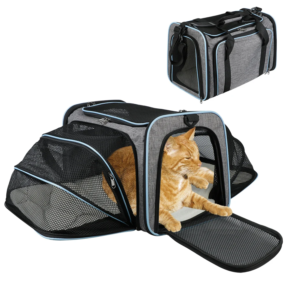 Bolsa Portátil Expansível para Cães e Gatos, Saco de Transporte Dobrável e Respirável para Viagens com Pets