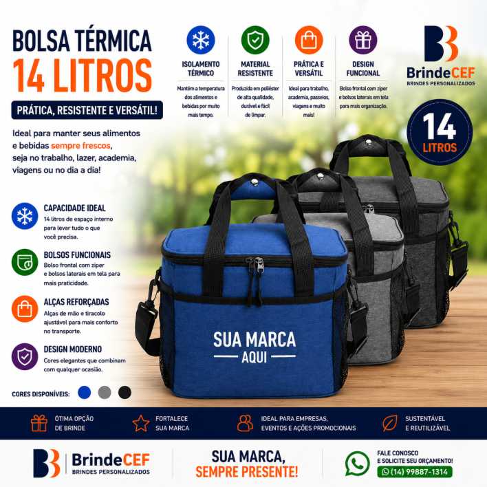 Bolsa Térmica 14 Litros Personalizada para Brindes