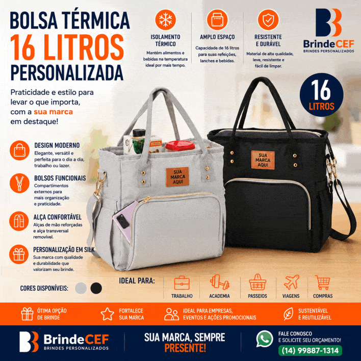 Bolsa Térmica 16 Litros  Personalizada para Promocionais
