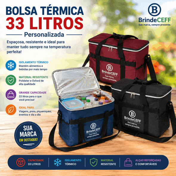 Bolsa Térmica 33 Litros Personalizada Polister e Oxford