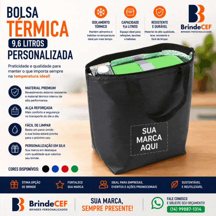 Bolsa Térmica 9,6 Litros Personalizada para Brindes