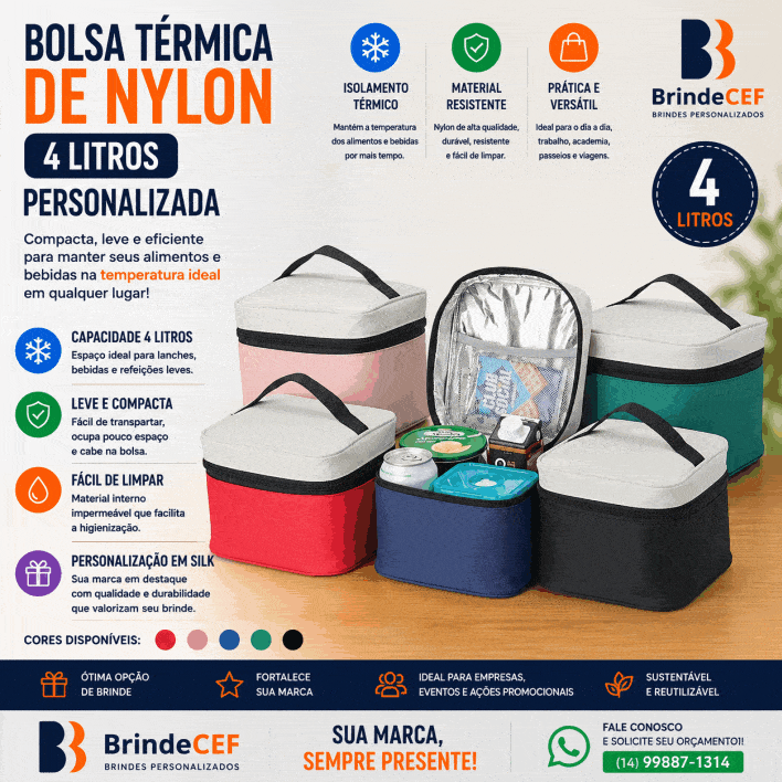 Bolsa Térmica de Nylon 4 Litros Personalizada