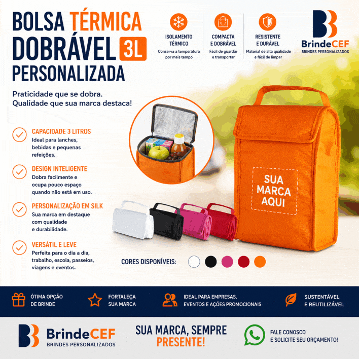 Bolsa Térmica Dobrável 3L Personalizada um bolsa prática