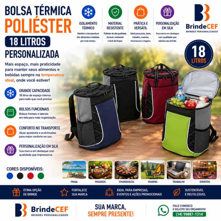 Bolsa Térmica Poliester 18 litros Personalizada