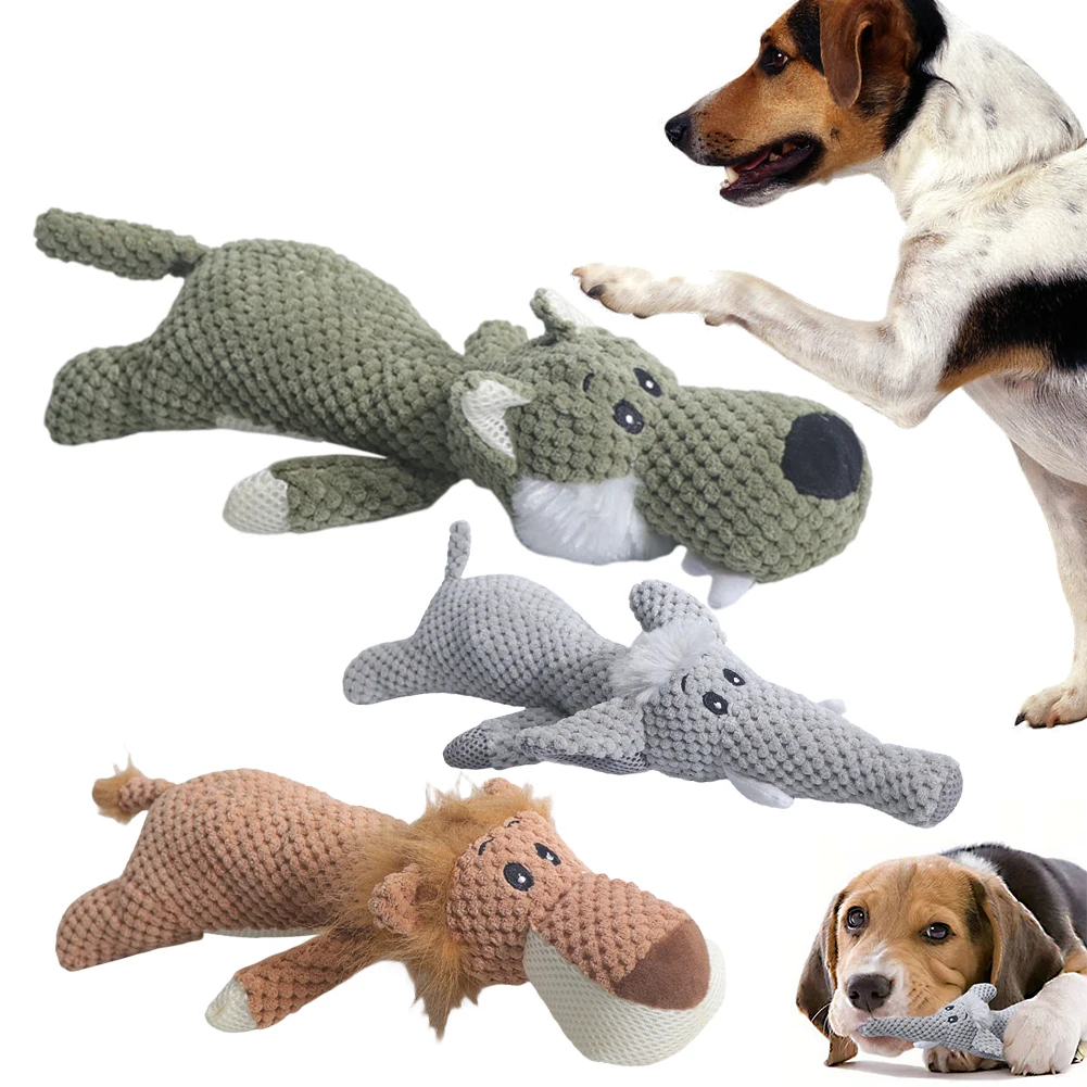 Brinquedos interativos de pelúcia resistentes para cães com função de voz e cuidados dentários em algodão PP