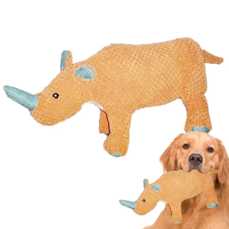 Brinquedos Interativos Squeaky Confortáveis para Animais de Estimação: Elefante e Rinoceronte Mastigáveis para Cães e Suprimentos Diversos