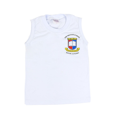 British School Camisa Sem Manga Malha Branca