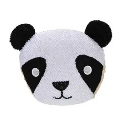 Bucha para banho formato urso panda.