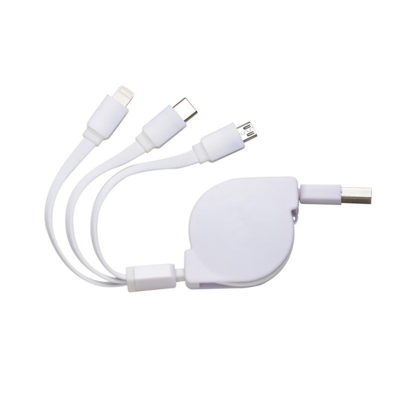 Cabo Adaptador USB Retrátil 3 em 1