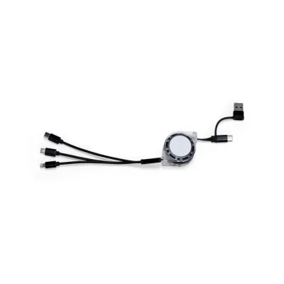 Cabo Retratil 3 em 1 Com Adaptador