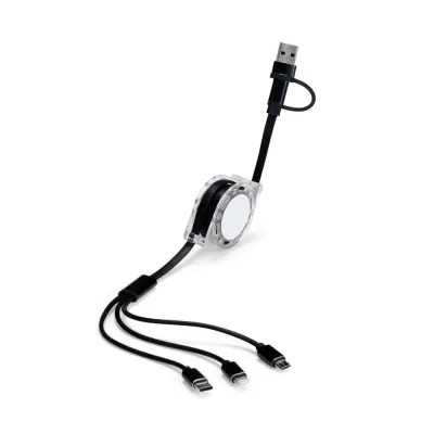 Cabo Retratil 3 em 1 Com Adaptador