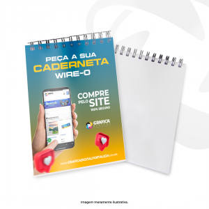 Caderneta 10x7 Capa Couchê 250g / Miolo Ap 75g 4x0 Encadernação Wire-o (Aço) 50 Folhas: sem impressão, sem pauta)