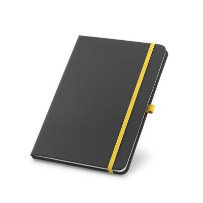 Caderno A5. C. sintético. Capa dura. Com 80 folhas pautadas. 140 x 210 mm