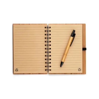 Caderno a5 em Bambu Com Folhas Pautadas