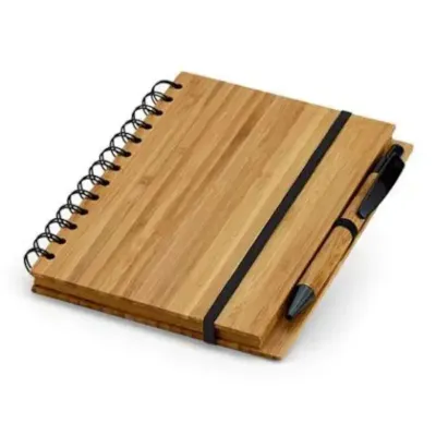 Caderno a5 em Bambu Com Folhas Pautadas Reclica