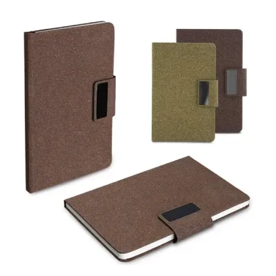 Caderno a5 em pu e Fibra de Cafe ou Cha