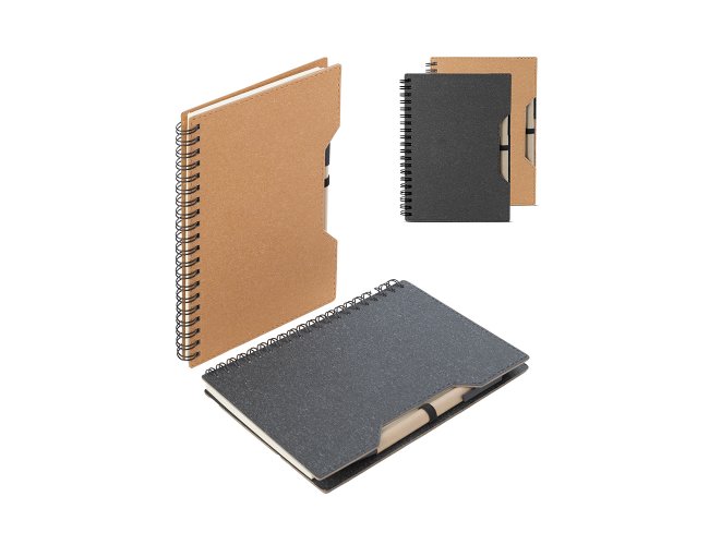 Caderno capa em papelão reciclado com caneta