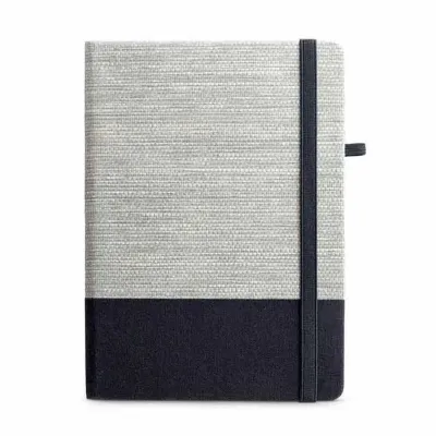 Caderno Com Capa Dura em Palha e Algodao Canvas