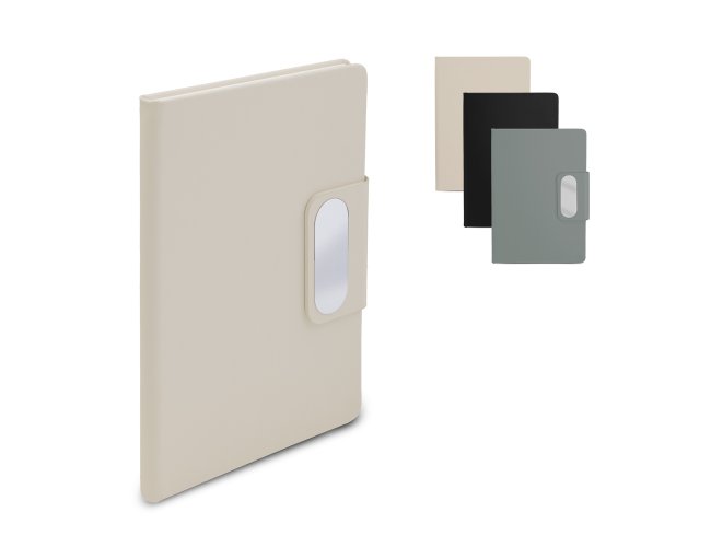 Caderno em PU com placa em metal