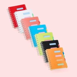 Caderno pequeno com divisorias