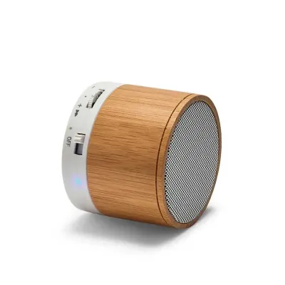 Caixa de Som Com Microfone em Bambu