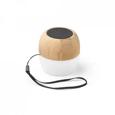 Caixa de Som Portatil em Bambu Com Microfone