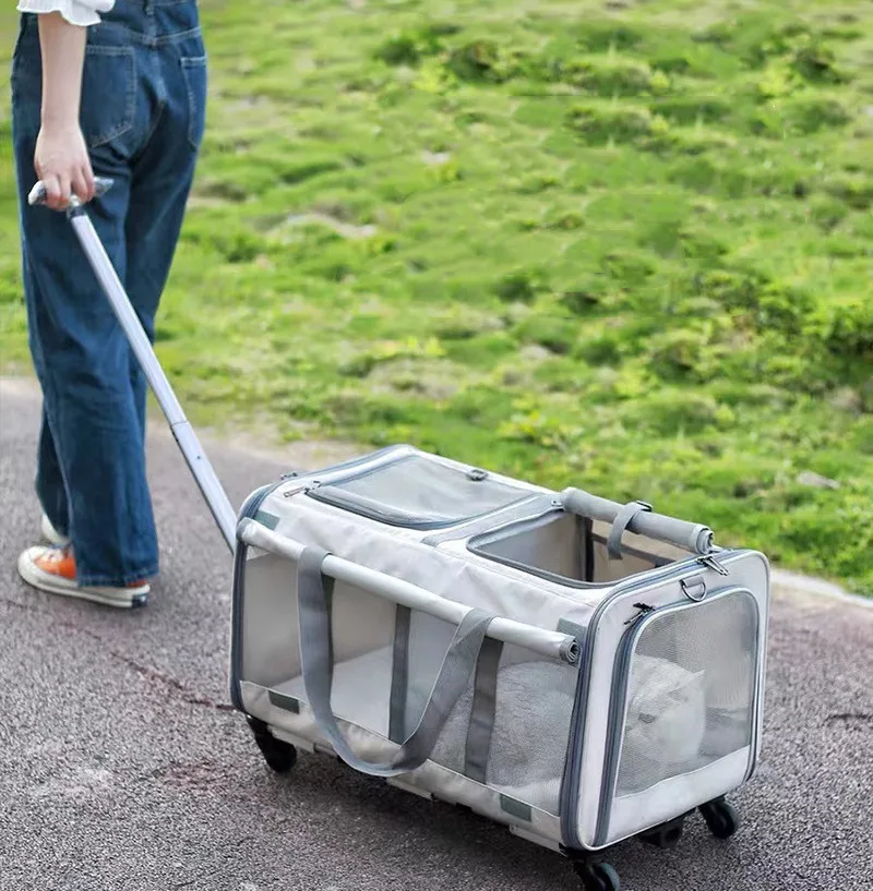 Caixa Dobrável Portátil para Cães e Gatos com Capacidade para 15kg - Sacos Respiráveis de Dupla Camada para Animais de Estimação Grandes e Pequenos