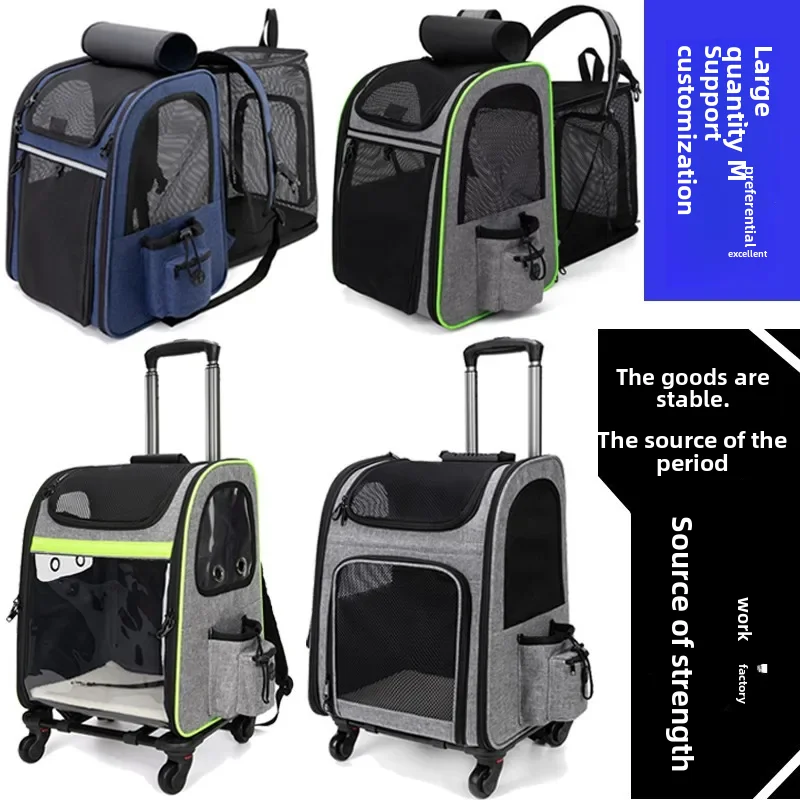 Caixa portátil dobrável para animais de estimação com grande capacidade, bolsa de viagem dupla para cães e gatos e kit de resgate de emergência