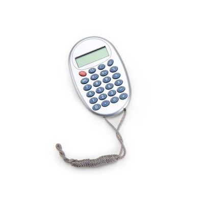 Calculadora Com Cordao Personalizado Prateada Com Impressao em Tampografia e o Brinde Ideal Para p