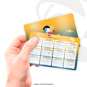 Calendário de Bolso 6,5x9,5cm Papel Couchê 300g 4x4 Laminação Fosca Borda Boleadas