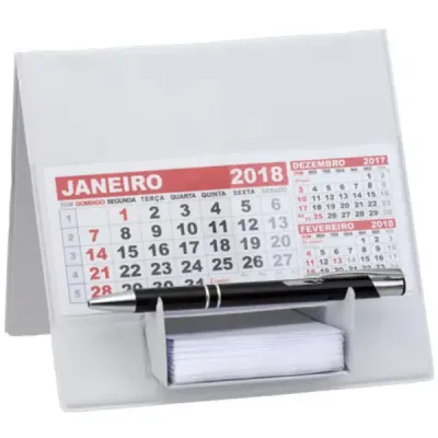 Calendário de mesa com bloco de rascunho