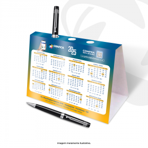 Calendário de Mesa Triangular com porta canetas