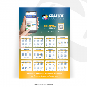 Calendário de Parede Tam. A3 31x42cm Duplex 225g 4x0 Furado