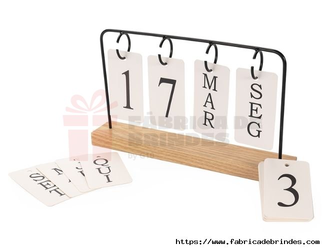 Calendário Madeira com Alça Metal