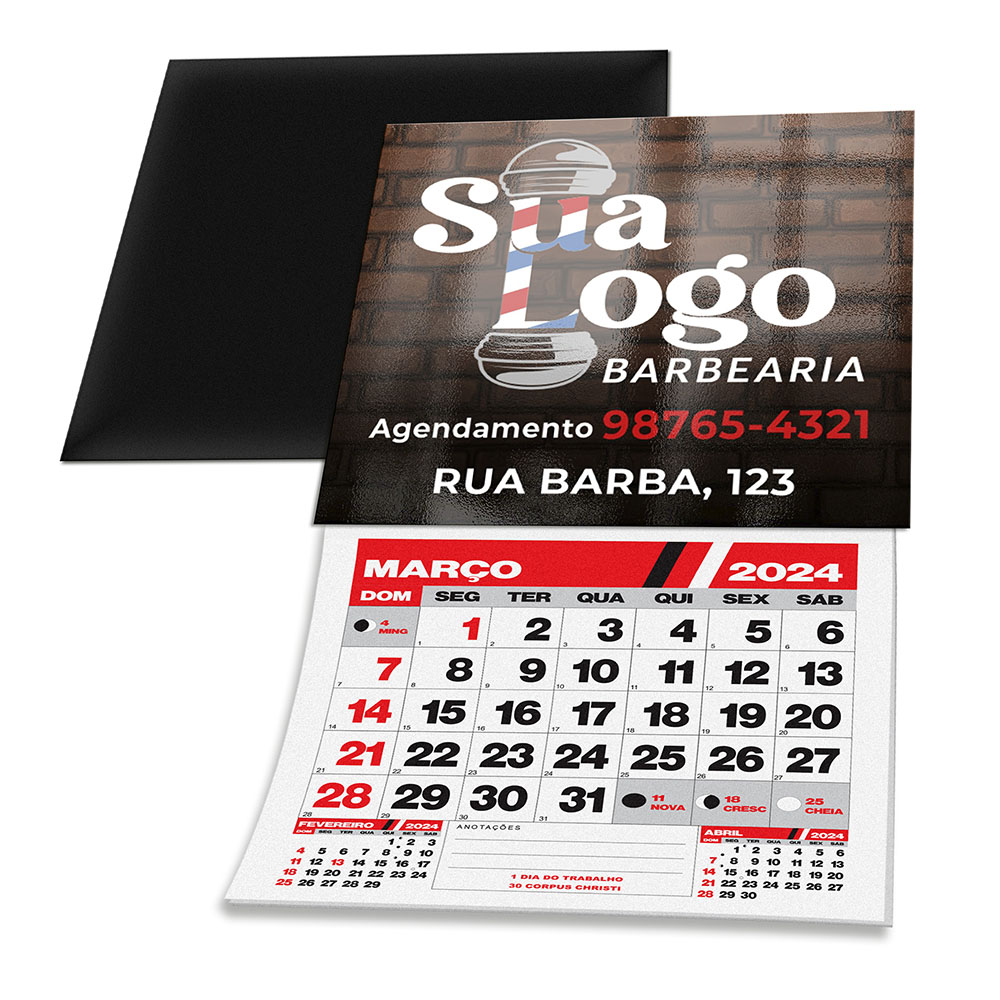 Calendários e Folhinhas 2026 Ímãs de Geladeira Corte Reto Couchê 250g Verniz UV Total Frente 50x45mm 4x0 - 270 unidades