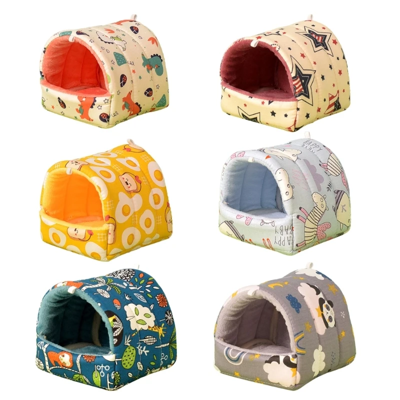Cama aconchegante e estilosa para pequenos animais de estimação com estampa fofa e design ideal para o inverno