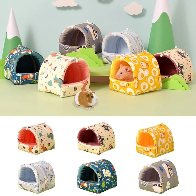 Cama Macia e Aconchegante para Animais de Estimação com Estampa Fofa e Casa Escondida Ideal para Inverno