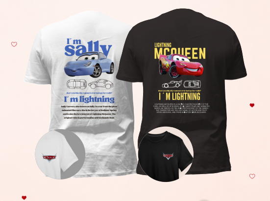 Camisa Dia dos Namorados - Mcqueen e Sally