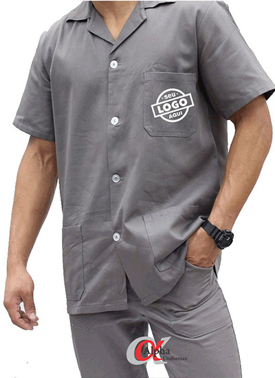 Camisa Jaleco profissional operacional em brim manga longa ou manga curta - kit 10 pçs