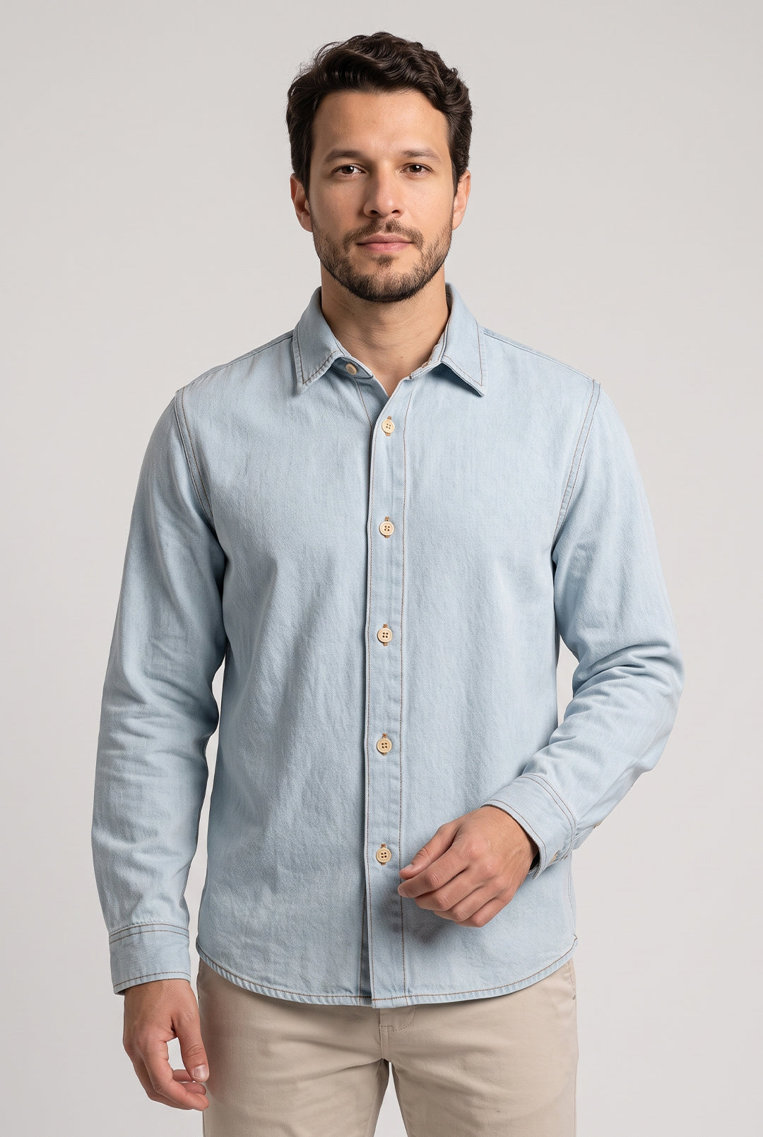 Camisa Jeans Overshirt Manga Longa