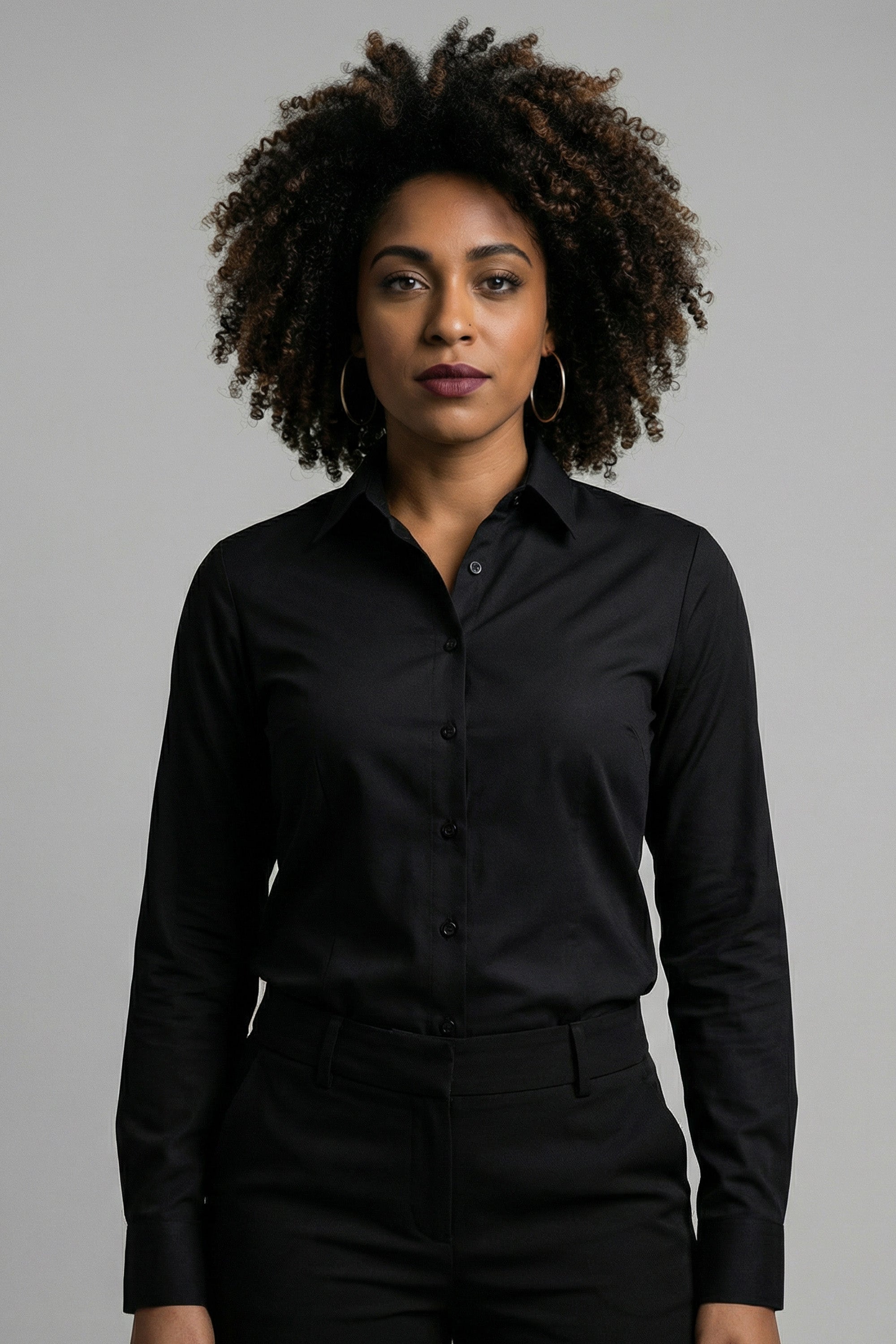 Camisa Manga Longa Donna Básica com Elastano